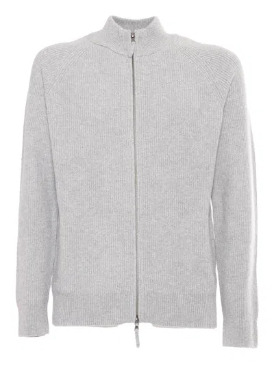 Ballantyne T Neck Full Zip Cardigan In White
