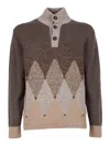 Ballantyne T Neck Pullover Button In Red
