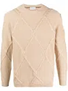 Ballantyne Textured Cotton Jumper In Nude