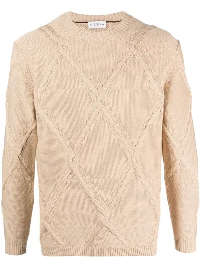 Ballantyne Textured Cotton Jumper In Nude