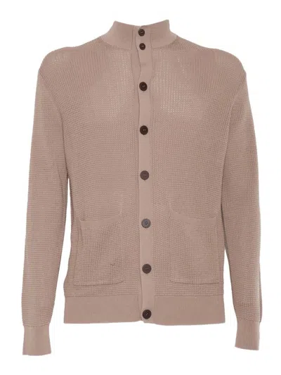 Ballantyne Textured Knit Cardigan With High Collar In Multi
