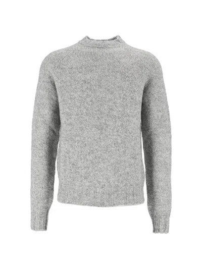 Ballantyne Textured Knit Crewneck Sweater In Gray