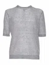 Ballantyne Short-sleeved Rice Stitch Sweater Knitwear Blue In Blue