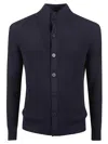 Ballantyne Textured Knit Sweater With Button-up Front In Black