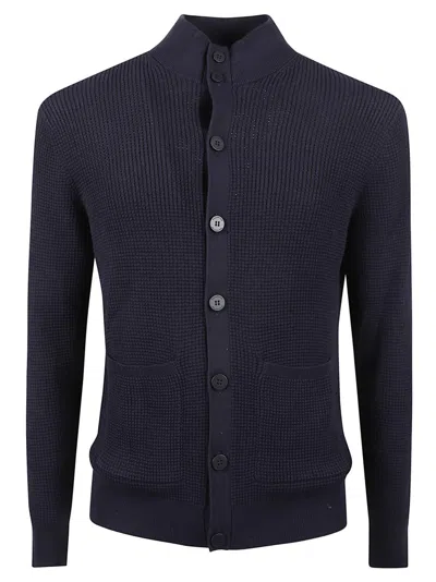 Ballantyne Textured Knit Sweater With Button-up Front In Black