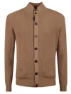 Ballantyne Textured Knit Sweater With Button-up Front In Brown