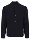 Ballantyne Textured Wool Cardigan With Stand-up Collar In Blue