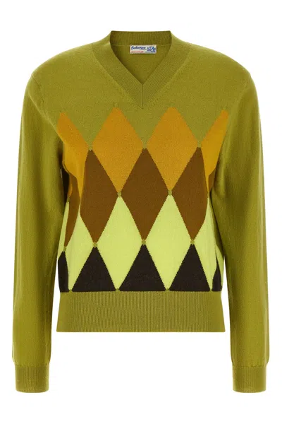 Ballantyne The 'diamond' Argyle Cashmere Sweater In Green