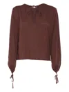 Ballantyne Relaxed-fit Blouse With Adjustable Gathered Cuffs In Brown