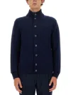 Ballantyne High-neck Wool Cardigan In Blue