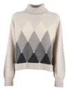 Ballantyne Turtleneck Diamond-pattern Sweater In Neutral
