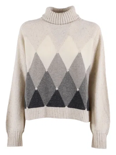BALLANTYNE TURTLENECK DIAMOND-PATTERN SWEATER