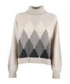 Ballantyne Turtleneck Diamond-pattern Sweater In Neutral