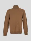 Ballantyne Roll-neck Wool Jumper In Brown