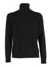 Ballantyne Turtleneck Pullover In Fine Knit Wool In Black