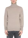 Ballantyne Cross-neck Ribbed Cashmere Turtleneck Sweater In Dove