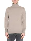 Ballantyne Cross-neck Ribbed Cashmere Turtleneck Sweater In Neutral