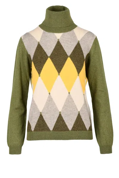 Ballantyne Turtleneck Sweater - Green/beige