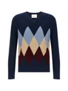 Ballantyne Blue Argyle Pattern Sweater In Black