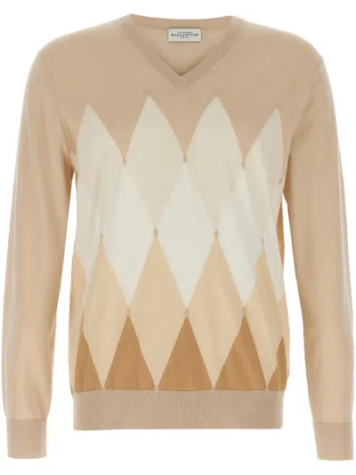 BALLANTYNE V-NECK ARGYLE SWEATER