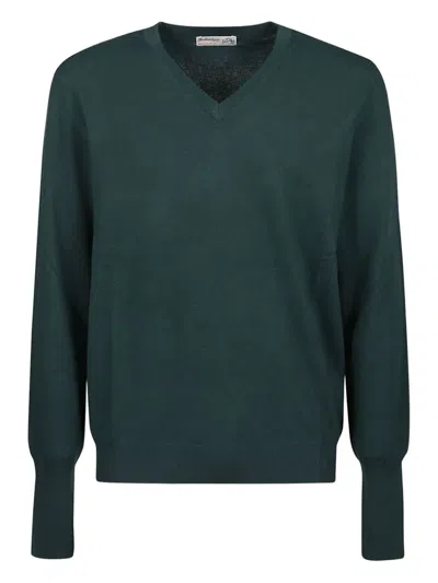 Ballantyne V-neck Cashmere Sweater In Green