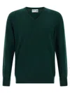 Ballantyne V-neck Cashmere Sweater With Ribbed Detailing In Green