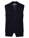 Ballantyne Slim Fit Black Waistcoat With V-neck And Button Closure In Blue