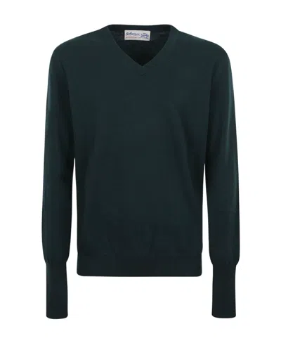 Ballantyne V-neck Cashmere Jumper In Green