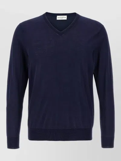 Ballantyne V Neck Knitwear Long Sleeve Sweater In Blue