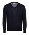 Ballantyne Cotton V Neck Knitted Pullover In Black