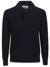 Ballantyne V Neck Polo Sweater In Black