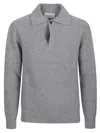 Ballantyne V Neck Polo Sweater In Gray