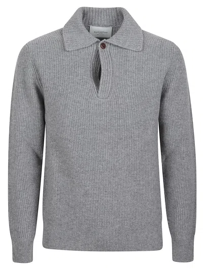 Ballantyne V Neck Polo Sweater In Gray