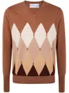 Ballantyne V Neck Pullover Argyle Pattern Knit In Red