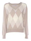 Ballantyne V Neck Pullover In Beige