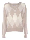 Ballantyne V Neck Pullover In Beige