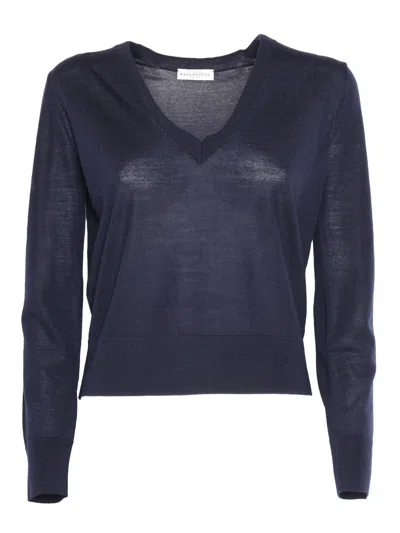Ballantyne V-neck Pullover In Blue