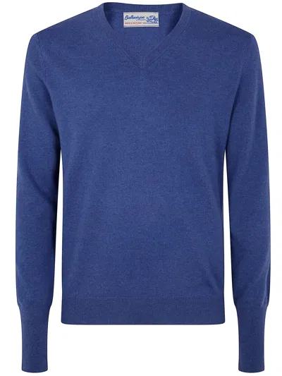 Ballantyne V Neck Pullover In Blue