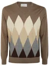 Ballantyne V Neck Pullover In Brown