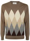 Ballantyne V Neck Pullover In Brown