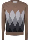 Ballantyne V Neck Pullover In Brown