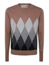 Ballantyne V Neck Pullover In Brown