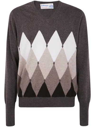 Ballantyne Diamond-pattern Cashmere Sweater In Multi