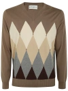 Ballantyne V Neck Pullover In Brown
