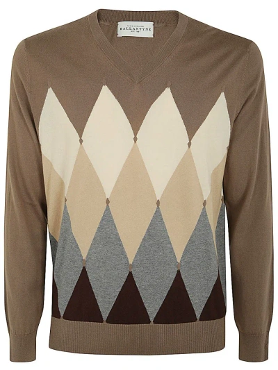 Ballantyne V Neck Pullover Clothing In Brown