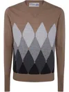 Ballantyne V Neck Pullover In Brown