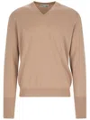 Ballantyne V Neck Pullover In Brown