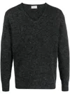 Ballantyne V-neck Long-sleeve Jumper In Grey