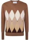 Ballantyne Diamond-pattern V-neck Sweater In Brown