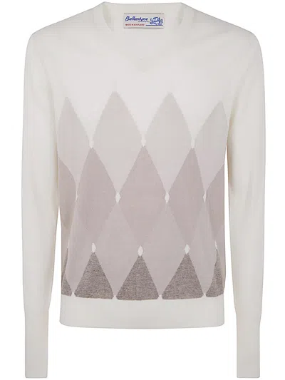 Ballantyne V Neck Pullover Clothing In White